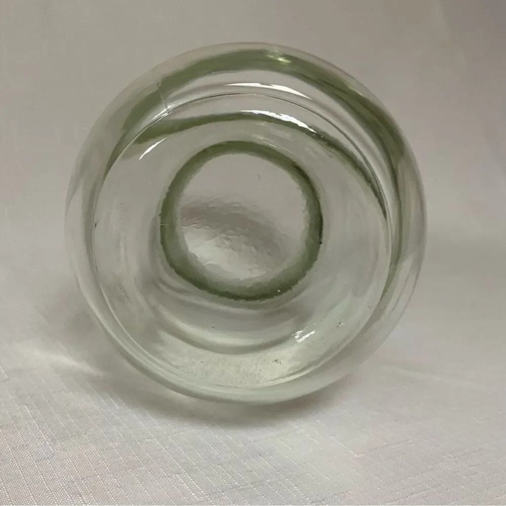 Hand blown Glass Green Tint Flower Vase Custom Crafted Artisan Home Decor Accent